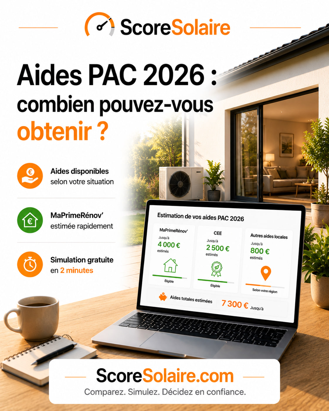 Aides 2026 pour une pompe à chaleur : MaPrimeRénov, CEE et aides locales selon revenus et type de PAC