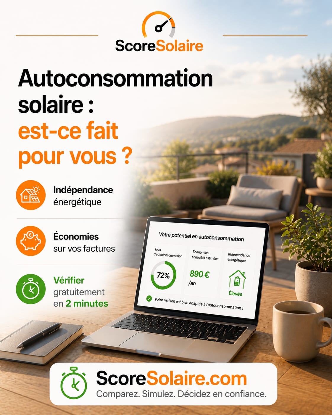 Autoconsommation solaire : vérifier son potentiel, ses économies et si le projet est adapté à sa maison