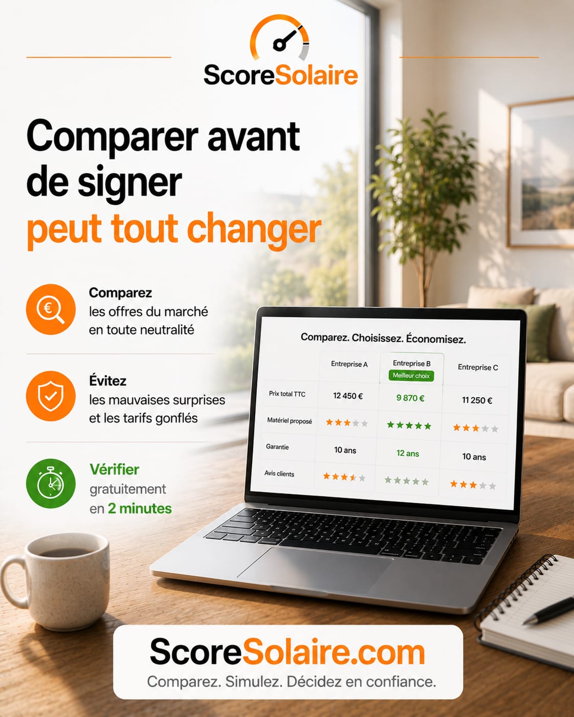 Comparer deux devis de panneaux solaires sur le prix, le matériel, les garanties et la rentabilité