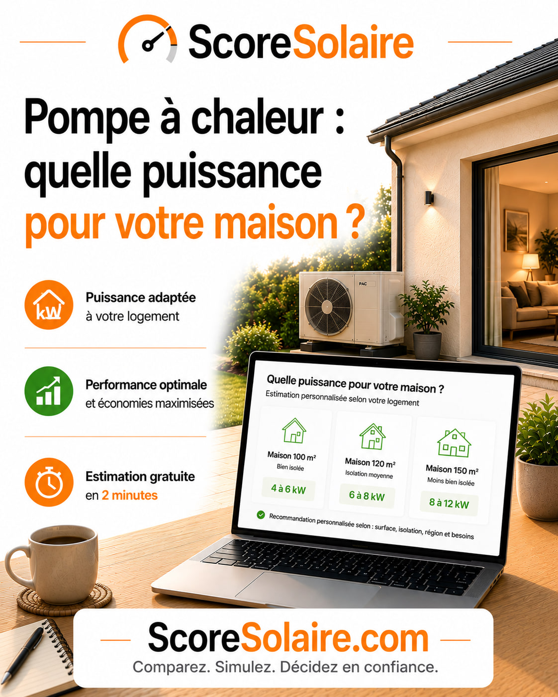 Quelle puissance de pompe à chaleur pour votre maison : dimensionnement selon la surface, l’isolation, la région et le chauffage existant