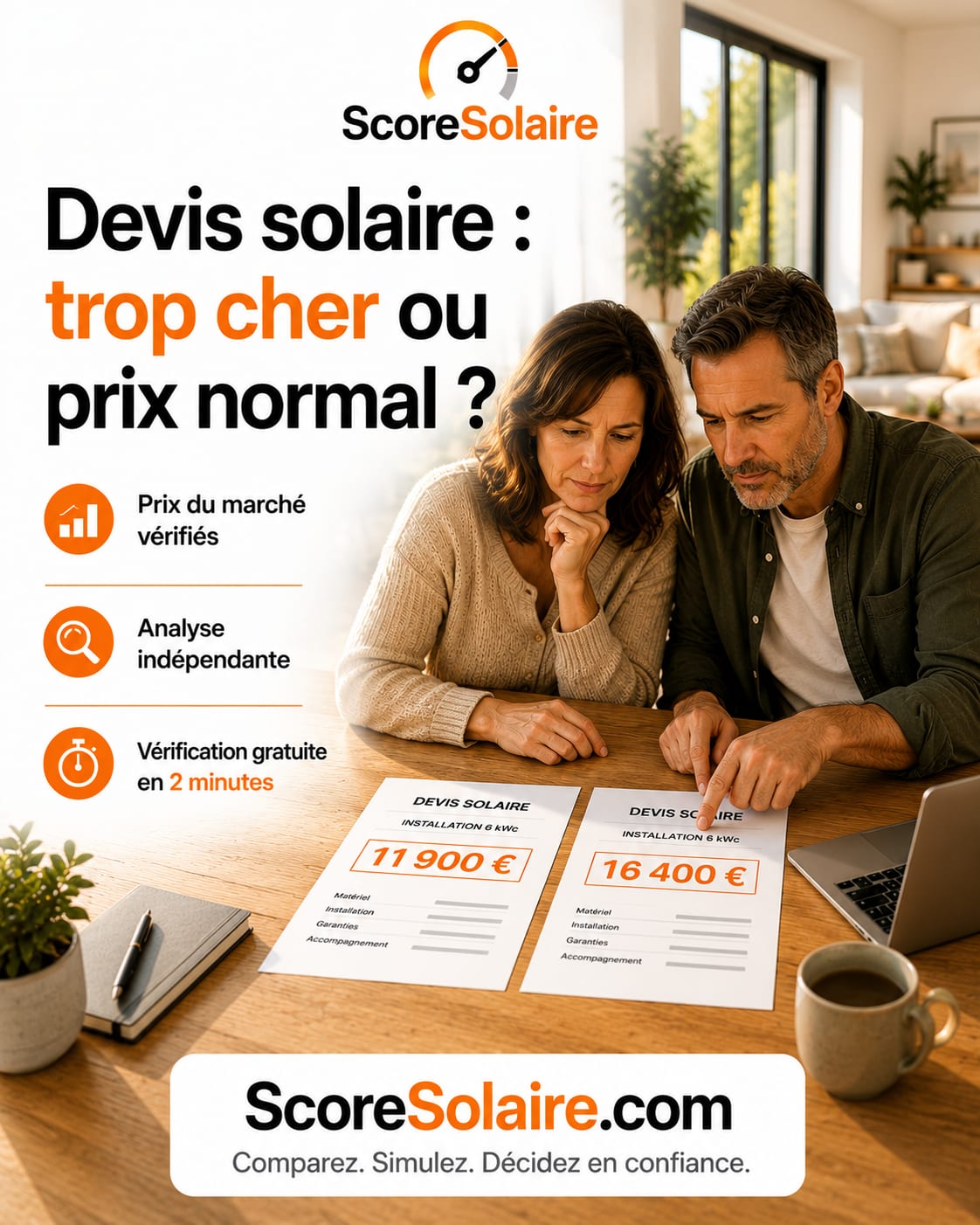 Deux devis de panneaux solaires pour une installation similaire avec plusieurs milliers d’euros d’écart