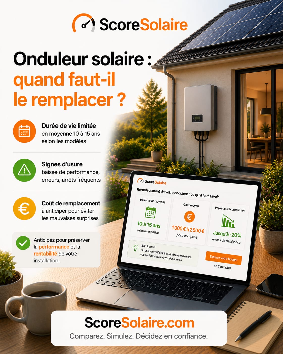 Onduleur solaire : pourquoi il ne dure pas 25 ans comme les panneaux et quand prévoir son remplacement