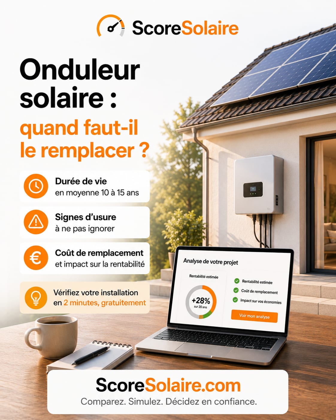 Onduleur solaire : durée de vie, signes d’usure et coût de remplacement à intégrer dans la rentabilité