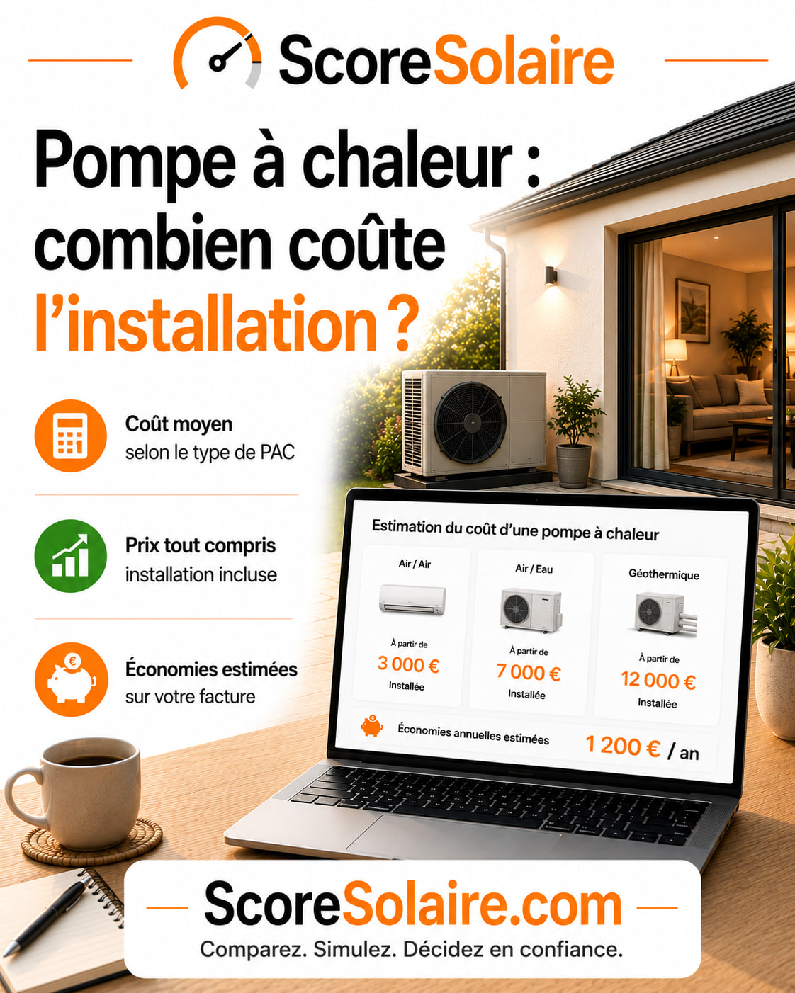 Prix d’une pompe à chaleur installée en 2026 selon le type, la surface et le logement
