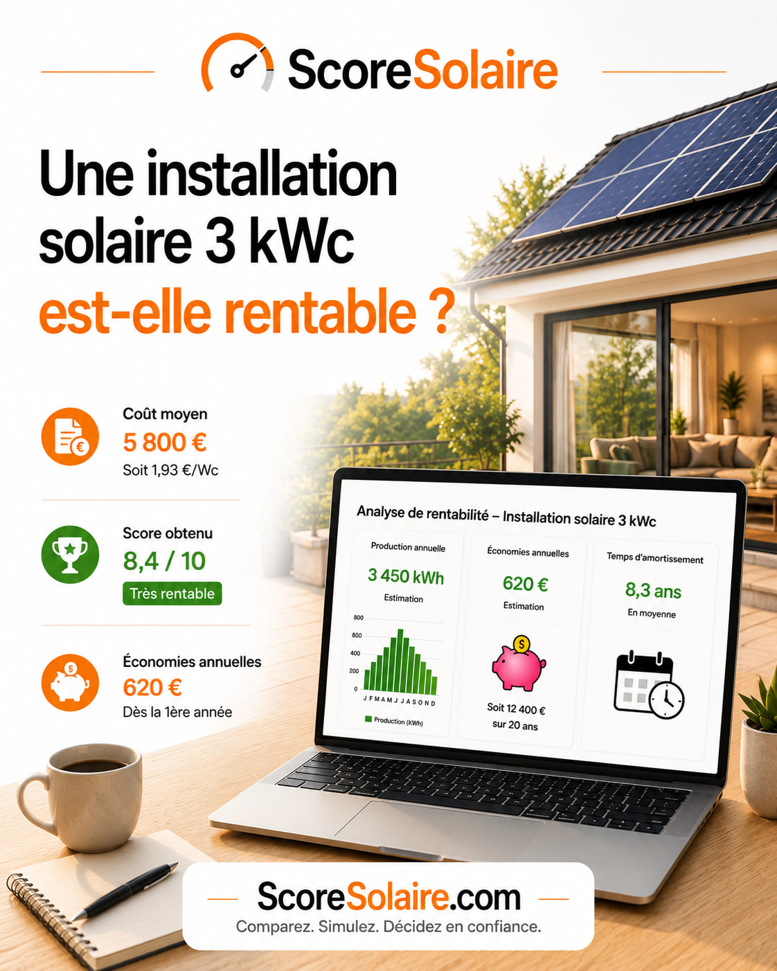 Une installation solaire de 3 kWc est-elle rentable : production adaptée aux petits foyers, économies sur la facture et retour sur investissement